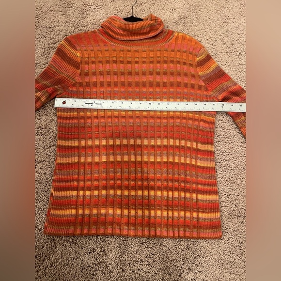 Anthropologie moth sydney turtleneck medium red orange multicolor ribbed wool - Picture 15 of 16